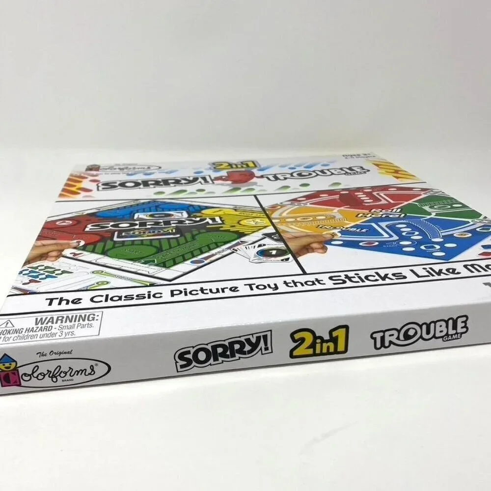 Colorforms 2 In 1 Hasbro Games Sorry & Trouble Car Activity Vacation Classic